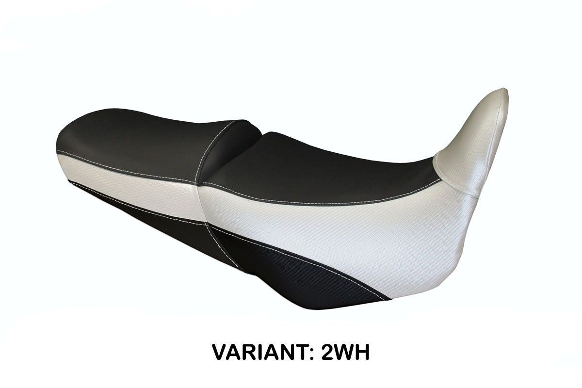 Housse Selle Honda XL125V Varadero 2001-2019 - Cuir Écologique Noir Coutures Bleues, Étanche