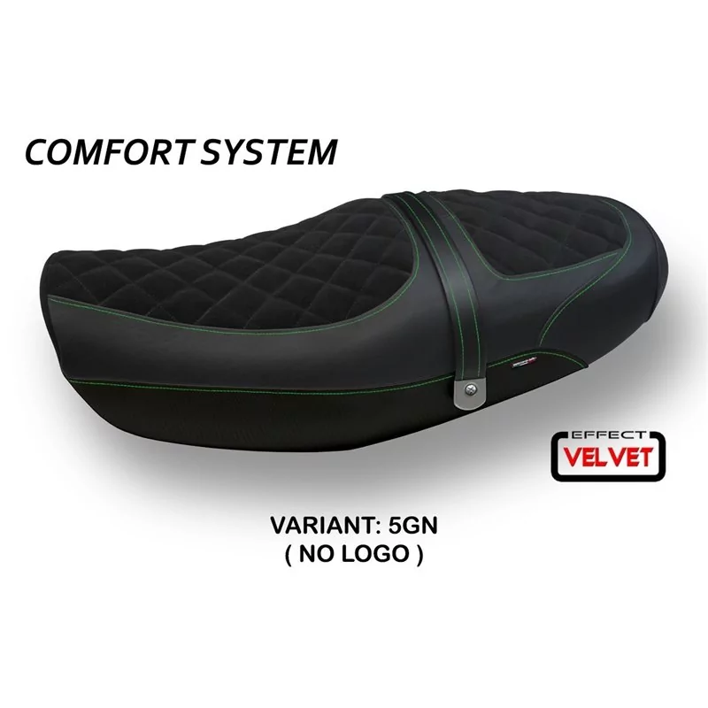 Funda de Asiento con Kawasaki Z 900 RS (18-21) - Natal Total Black sistema de Comfort de terciopelo Funda de Asiento con Kawasaki Z 900 RS (18-21) - Natal Total Black sistema de Comfort de terciopelo