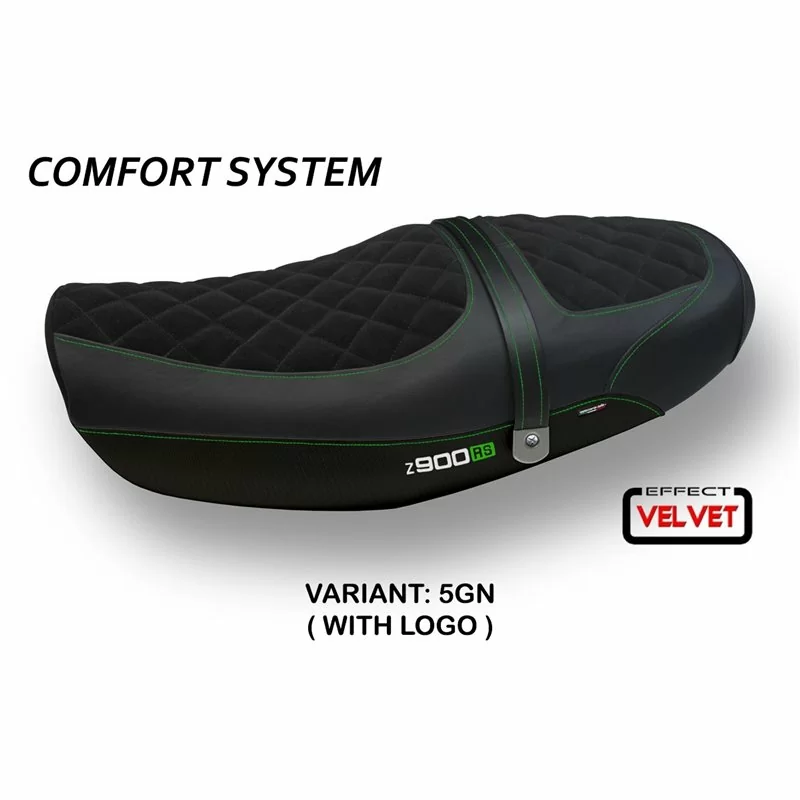 Funda de Asiento con Kawasaki Z 900 RS (18-21) - Natal Total Black sistema de Comfort de terciopelo