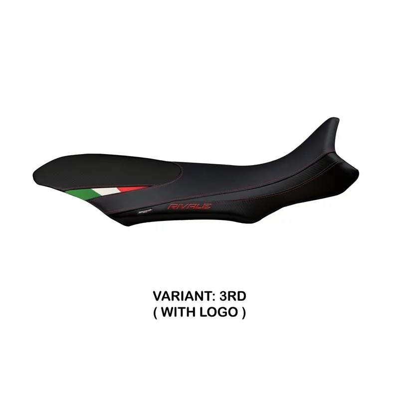 Funda de Asiento con MV Agusta Rivale 800 (13-18) - Sorrento Total Black TriColore Funda de Asiento con MV Agusta Rivale 800 (13-18) - Sorrento Total Black TriColore