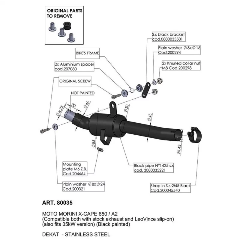 Leovince No Kat Dacatalyzer Moto Morini X-CAPE 650