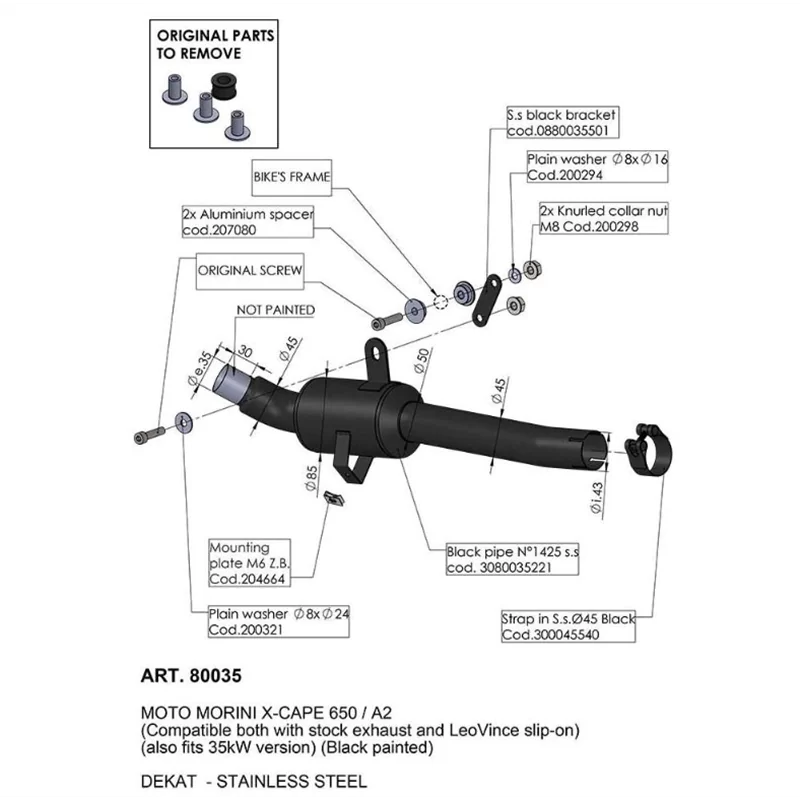 Leovince Suppressor du Catalyseur Moto Morini X-CAPE 650