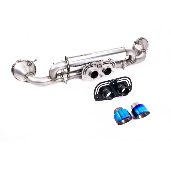 Milltek SSXPO175 rear silencer for Porsche 992.1 GT3, burnt titanium GT-100 tips