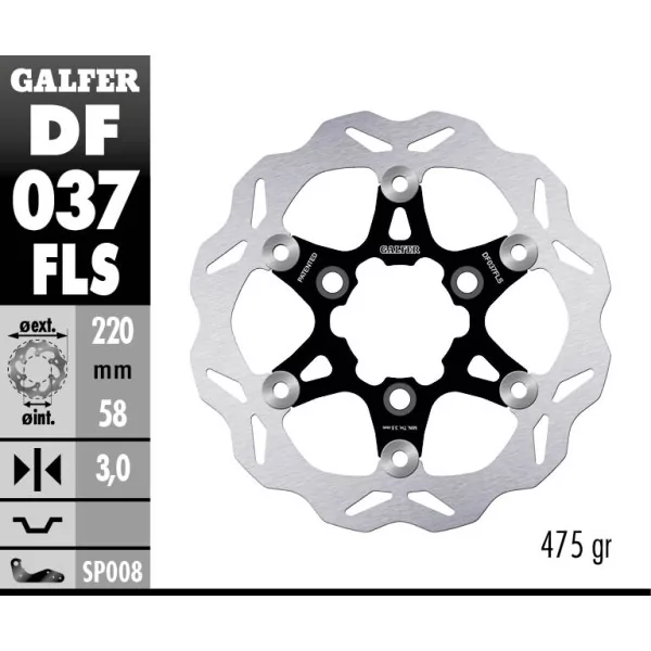 Galfer DF037FLS Disque de Frein Wave Flottant
