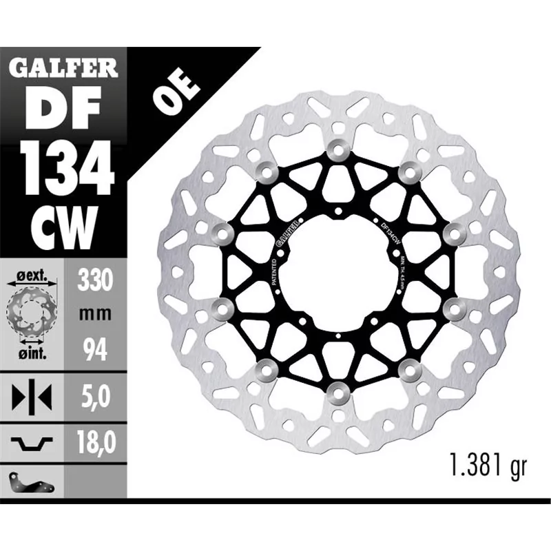 Galfer DF134CW Disque de Frein Wave Flottant Galfer DF134CW Disque de Frein Wave Flottant