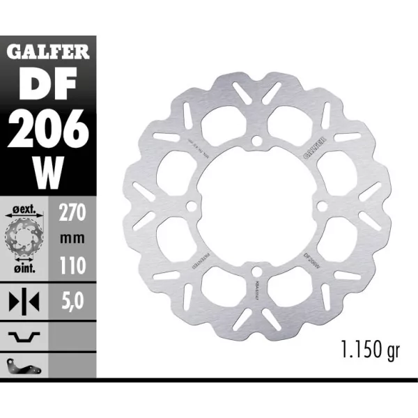 Galfer DF206W Disque De Frein Wave Fixe