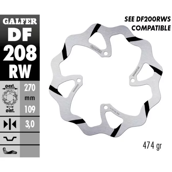 Galfer DF208RW Brake Disc Wave Fixed