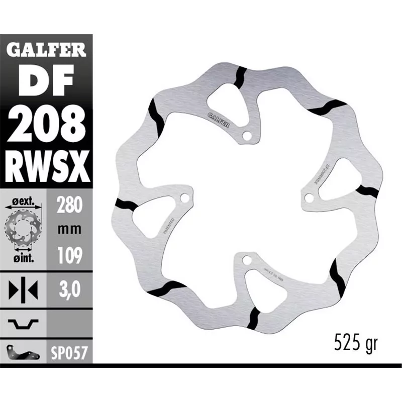 Galfer DF208RWSX Disque De Frein Wave Fixe Galfer DF208RWSX Disque De Frein Wave Fixe