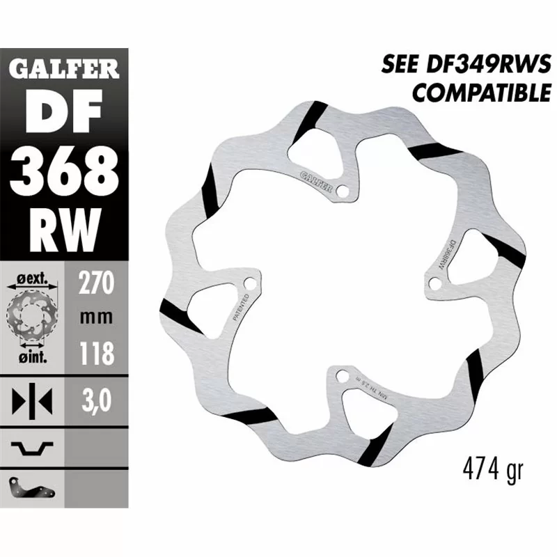 Galfer DF368RW Brake Disco Wave Fixed
