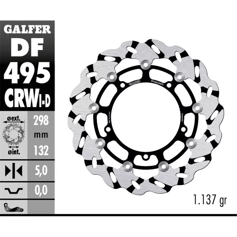 Galfer DF495CRWD Disque de Frein Wave Flottant Galfer DF495CRWD Disque de Frein Wave Flottant