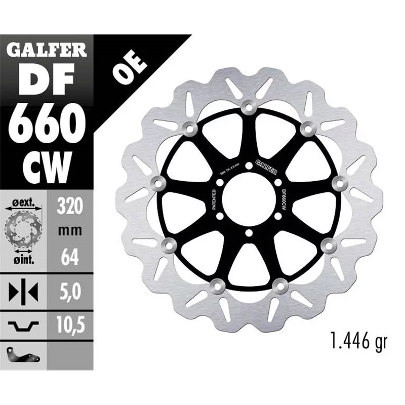 Galfer DF660CW Disque de Frein Wave Flottant Galfer DF660CW Disque de Frein Wave Flottant