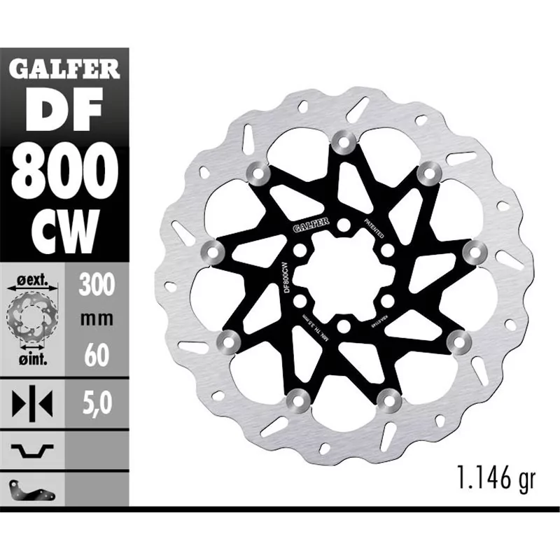 Galfer DF800CW Disco de Freno Wave Flotante Galfer DF800CW Disco de Freno Wave Flotante