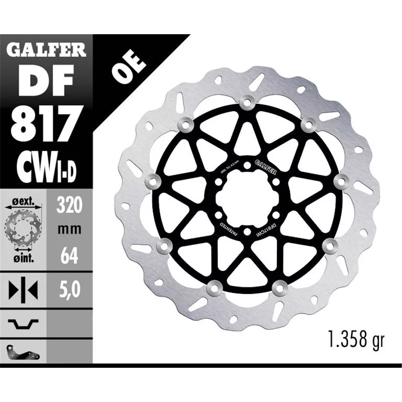 Galfer DF817CWI Disque de Frein Wave Flottant Galfer DF817CWI Disque de Frein Wave Flottant