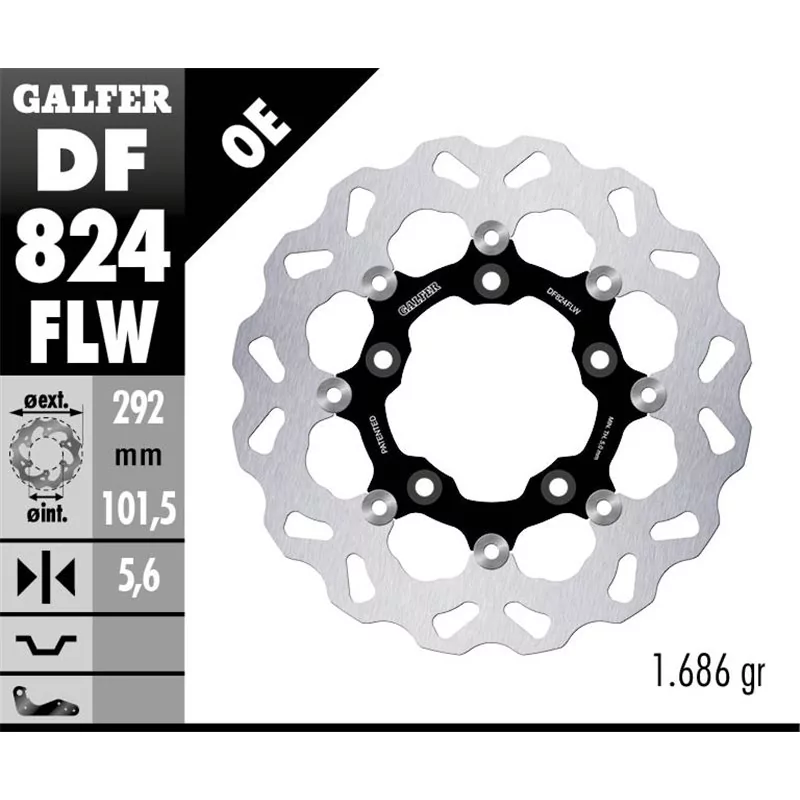 Galfer DF824FLW Disque de Frein Wave Flottant Galfer DF824FLW Disque de Frein Wave Flottant