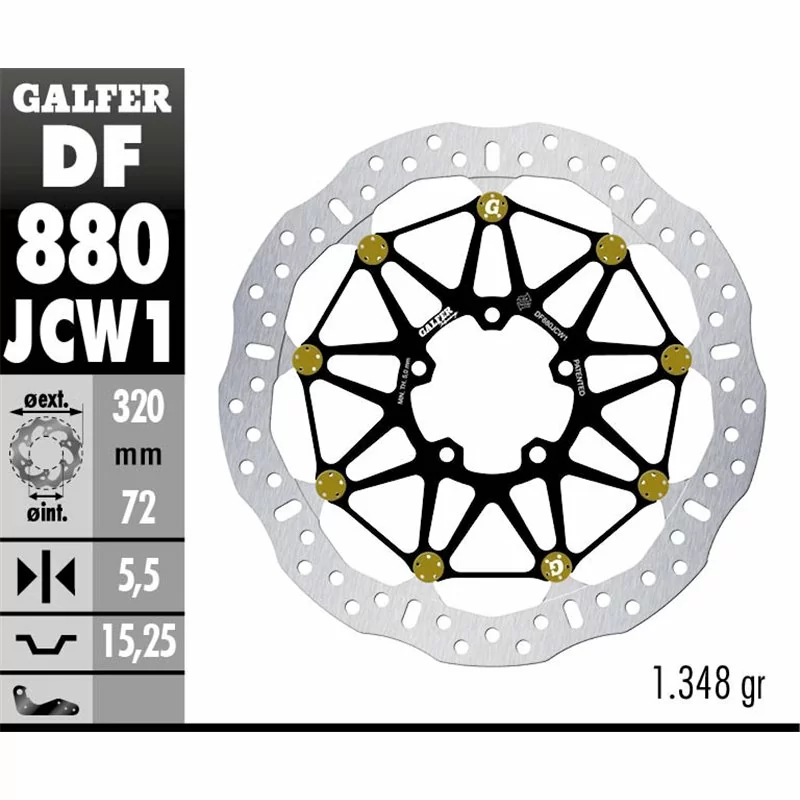Galfer DF880JCW1G03 Brake Disc Wave Floatech
