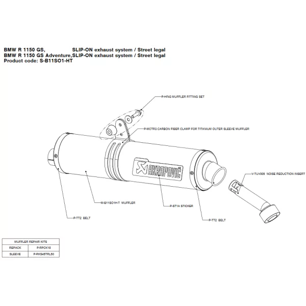 Akrapovic S-B11SO1-HT Bmw R 1150 GS Adventure