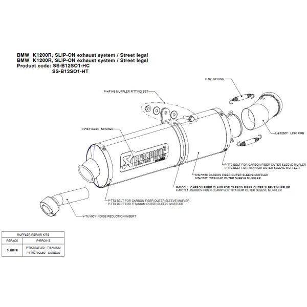 Akrapovic SS-B12SO1-HC Bmw K1200S K1200R