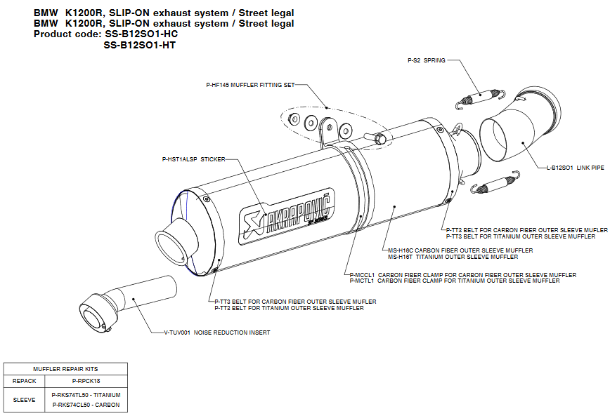 Exhaust Akrapovic Bmw K 1200