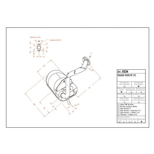 Sportauspuff Leovince Piaggio Vespa PK 125