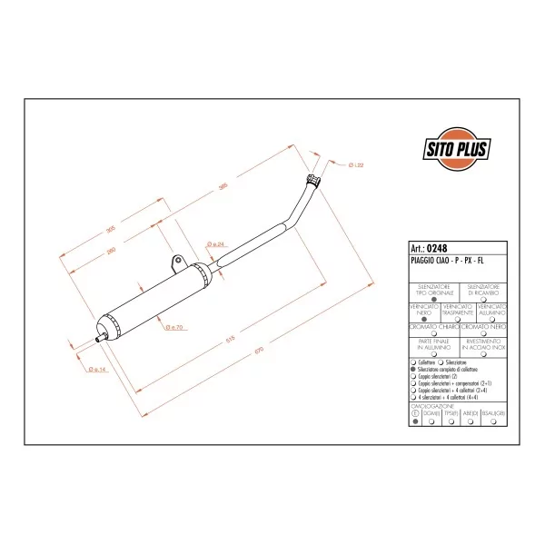 Exhaust Leovince Piaggio CIAO/P/PX/CIAO FL 50