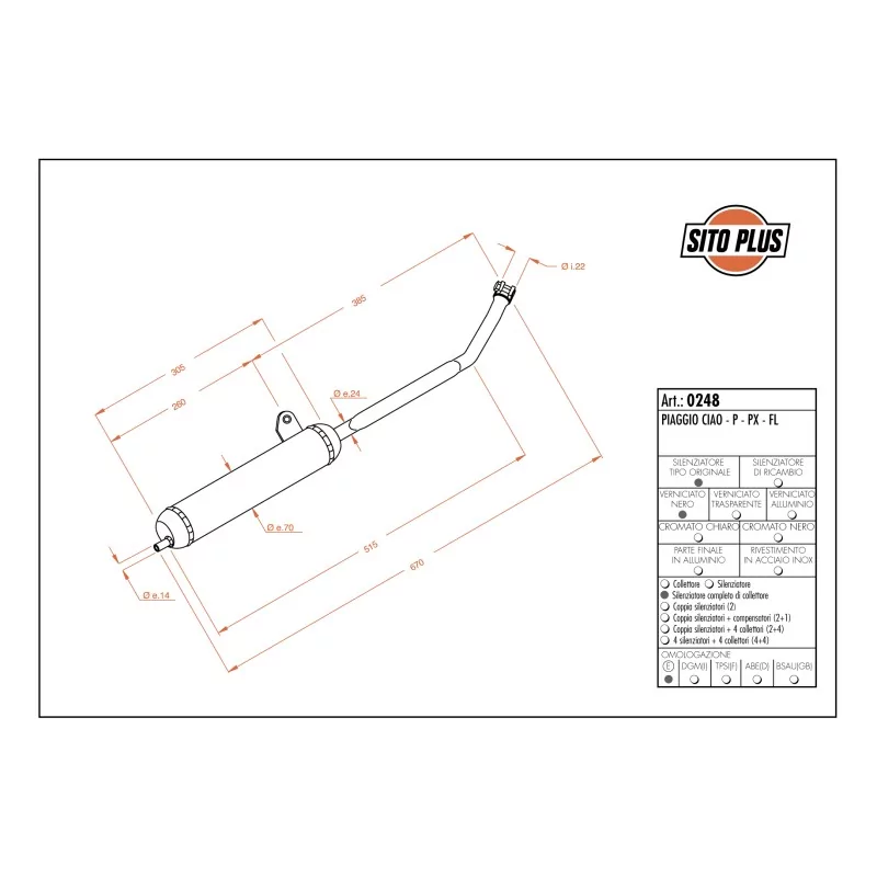 Exhaust Leovince Piaggio CIAO/P/PX/CIAO FL 50 Exhaust Leovince Piaggio CIAO/P/PX/CIAO FL 50