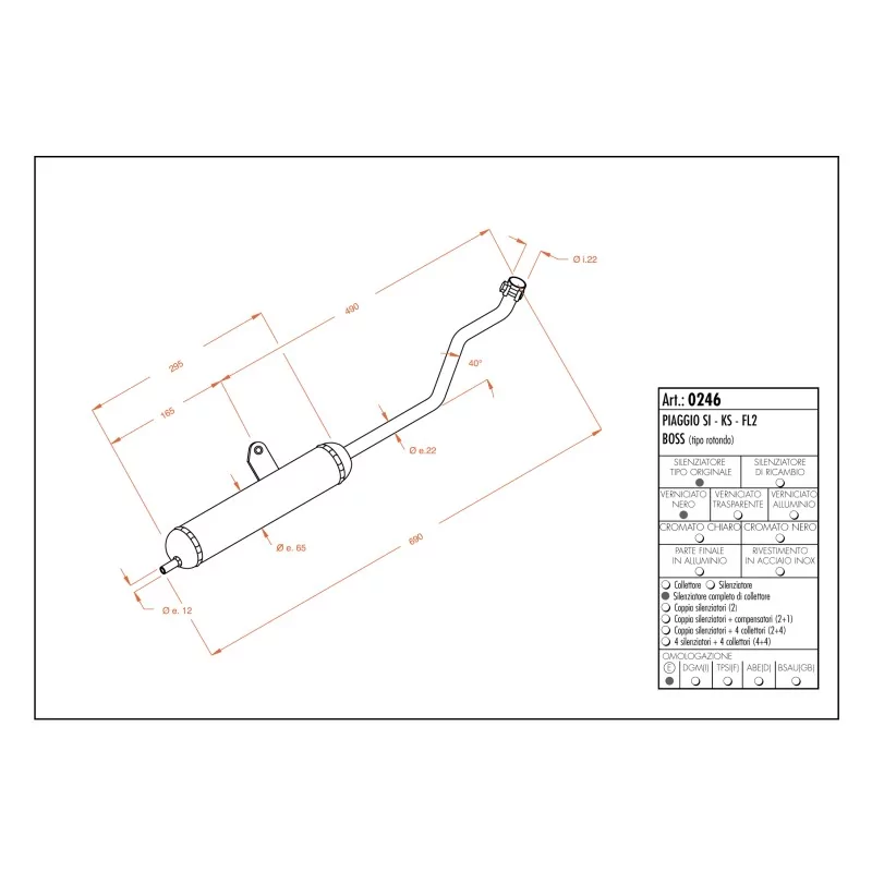 Sportauspuff Leovince Piaggio SI/KS/FL2/BOSS round shape Sportauspuff Leovince Piaggio SI/KS/FL2/BOSS round shape