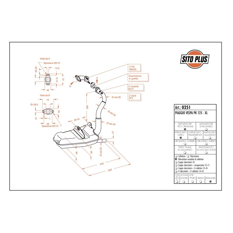 Sportauspuff Leovince Piaggio Vespa PK 125/125 XL Sportauspuff Leovince Piaggio Vespa PK 125/125 XL