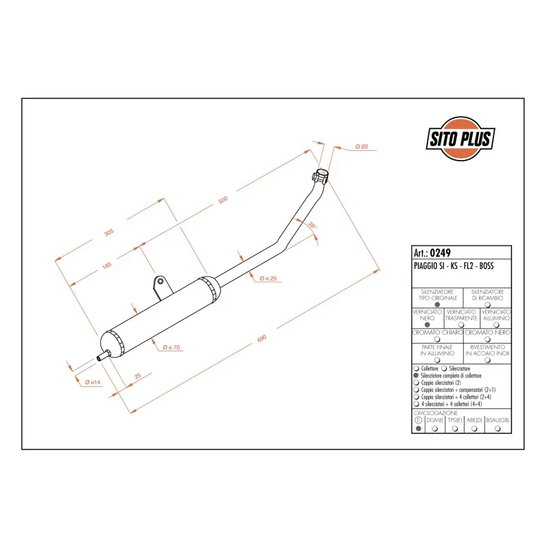 Sportauspuff Leovince Piaggio SI/KS/FL2/BOSS Sportauspuff Leovince Piaggio SI/KS/FL2/BOSS