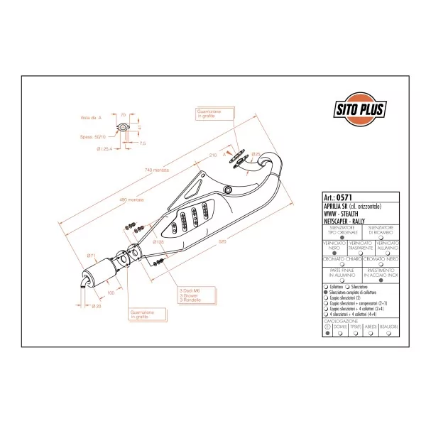 Exhaust Leovince Aprilia SR STEALTH horizontal cylinder liquid cooled