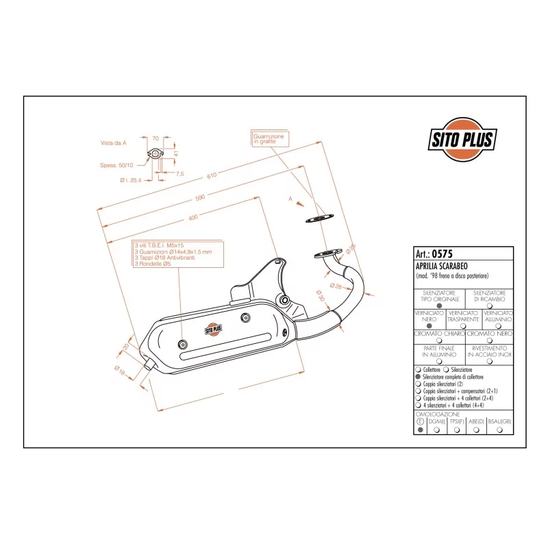 Exhaust Leovince Aprilia SCARABEO 50 Back disc-brake system Exhaust Leovince Aprilia SCARABEO 50 Back disc-brake system