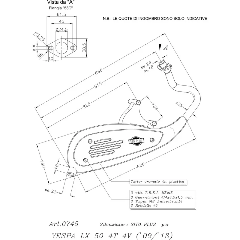 Scarico Leovince Piaggio Vespa LX 50 4T 4 VALVES Scarico Leovince Piaggio Vespa LX 50 4T 4 VALVES