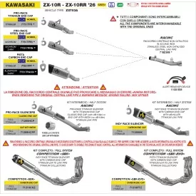Arrow Kawasaki Zx10r 2026- 71823MI Conector central no catalizado