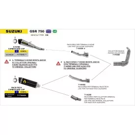 Arrow Suzuki GSX-S 750 71445MI Raccord pour silencieux Pro-Racing et d'origine, pour collecteurs Arrow