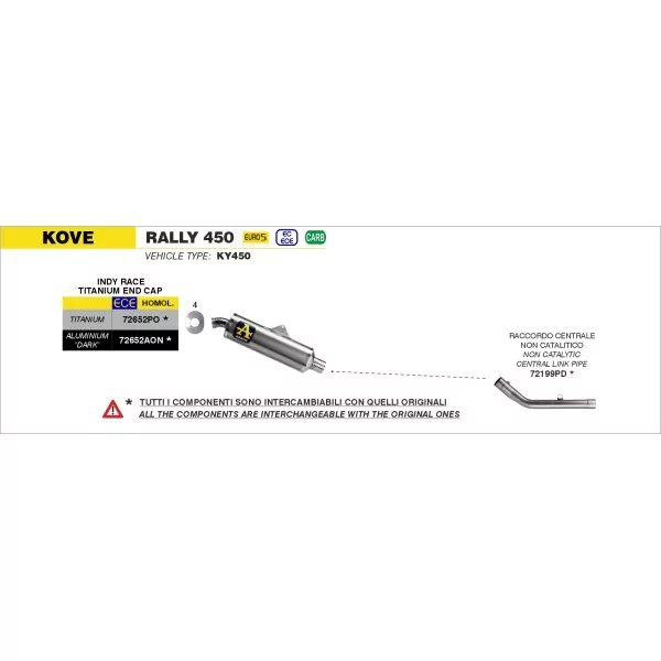 Arrow Kove 450 Rally 2023-2024 72199PD Raccordo centrale non catalitico