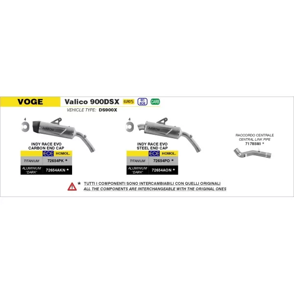 Arrow Voge Valico 900DSX 2025-2026 71807MI Raccordo centrale