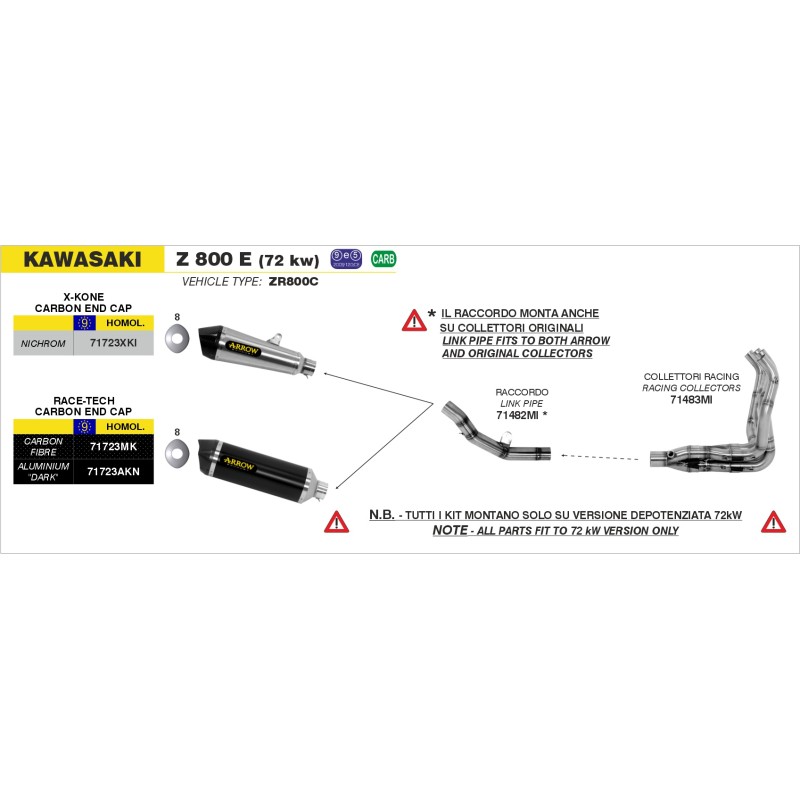 Echappement Arrow Kawasaki Z800E