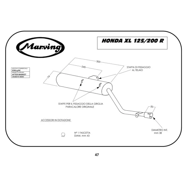 Marving EDR/13/NC Honda Xl 125/200 R