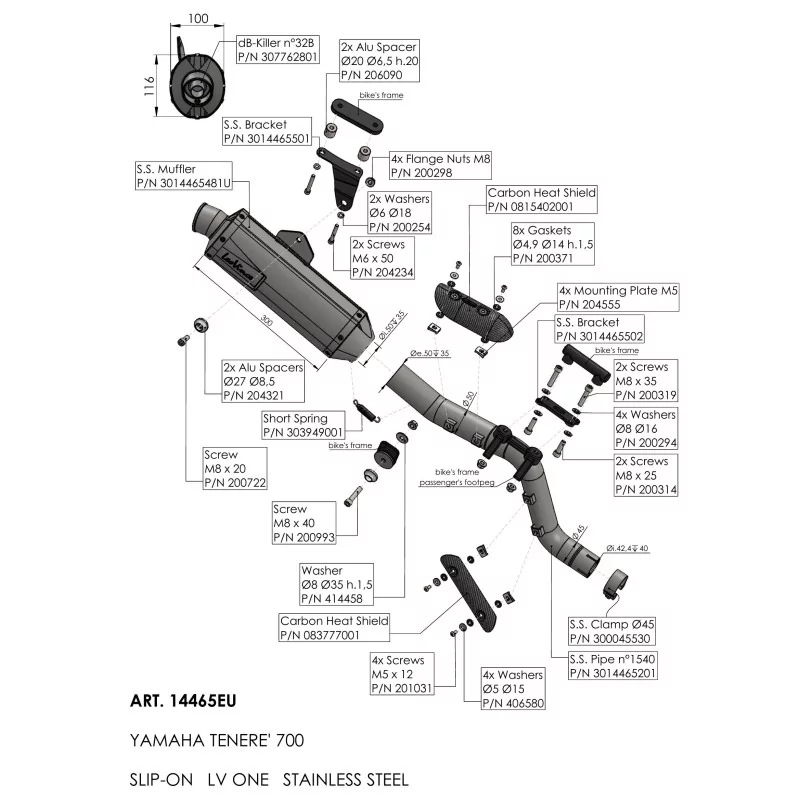 Exhaust Leovince Yamaha TÉNÉRÉ 700 / WORLD RAID / RALLY EDITION / EXTREME EDITION / EXPLORE EDITION LV ONE EVO