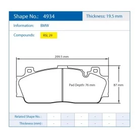 Pagid Racing 4934 RSL29 E4934R29 - Zeichnung Form 4934