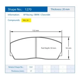 Pagid Racing 1270 RSL29 E1270R29 - dibujo forma 1270