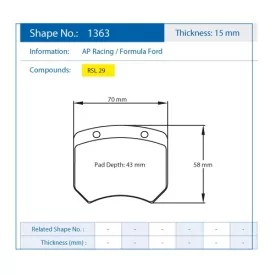 Pagid Racing 1363 RSL29 E1363R29 - Zeichnung Form 1363
