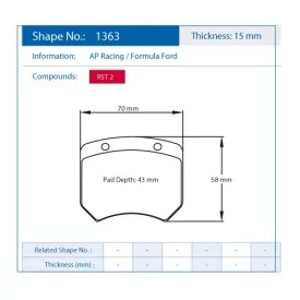 Pagid Racing 1363 RST2 E1363RST2 - shape 1363 drawing