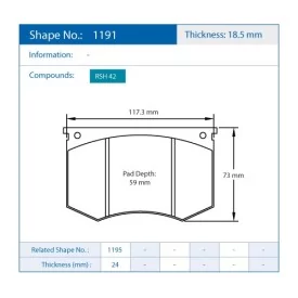 Pagid Racing 1191 RSH42 E1191RSH42 - disegno sagoma 1191