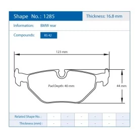 Pagid Racing 1285 RS42 E1285R42 - dessin forme 1285