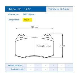 Pagid Racing 1427 RSL29 E1427R29 - Zeichnung Form 1427