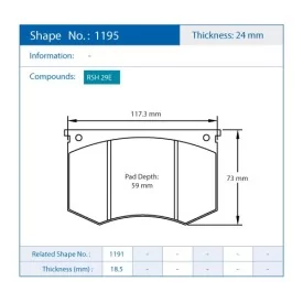 Pagid Racing 1195 RSH29E E1195RSH29E - Zeichnung Form 1195