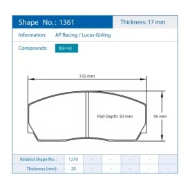 Pagid Racing 1361 RSH42 E1361RSH42 - dibujo forma 1361