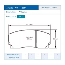 Pagid Racing 1269 RSH3 E1269RSH3 - disegno sagoma 1269