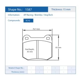 Pagid Racing 1587 RS42 E1587R42 - Zeichnung Form 1587