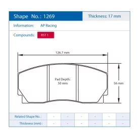 Pagid Racing 1269 RST1 E1269RST1 - dessin forme 1269